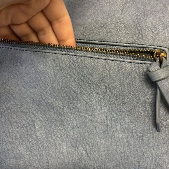 Steven by Steve Madden Blue Basketweave Shoulder Purse w/ Hanging Tassels- large - Picture 7 of 16